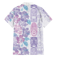 Christmas Aloha Hawaii Tiki Family Matching Off The Shoulder Long Sleeve Dress and Hawaiian Shirt Hibiscus Winter Colors - Polynesian Pride