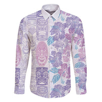 Christmas Aloha Hawaii Tiki Family Matching Off Shoulder Maxi Dress and Hawaiian Shirt Hibiscus Winter Colors - Polynesian Pride