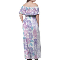 Christmas Aloha Hawaii Tiki Family Matching Off Shoulder Maxi Dress and Hawaiian Shirt Hibiscus Winter Colors - Polynesian Pride