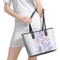 Christmas Aloha Hawaii Tiki Leather Tote Bag Hibiscus Winter Colors - Polynesian Pride