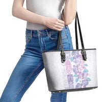 Christmas Aloha Hawaii Tiki Leather Tote Bag Hibiscus Winter Colors - Polynesian Pride