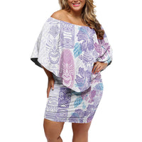 Christmas Aloha Hawaii Tiki Off Shoulder Short Dress Hibiscus Winter Colors - Polynesian Pride