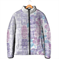 Christmas Aloha Hawaii Tiki Padded Jacket Hibiscus Winter Colors - Polynesian Pride