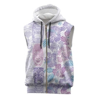 Christmas Aloha Hawaii Tiki Sleeveless Zip Hoodie Hibiscus Winter Colors LT7 Lavender - Polynesian Pride
