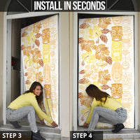 Christmas Aloha Hawaii Tiki Door Cover Hibiscus Autumn Colors - Polynesian Pride