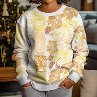 Christmas Aloha Hawaii Tiki Kid Ugly Christmas Sweater Hibiscus Autumn Colors - Polynesian Pride