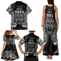 New Zealand Rugby Family Matching Tank Maxi Dress and Hawaiian Shirt 2023 World Cup Aotearoa Haka Face LT7 - Polynesian Pride