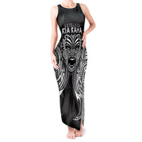 New Zealand Rugby Tank Maxi Dress 2023 World Cup Aotearoa Haka Face LT7 Women Black - Polynesian Pride