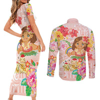 Aloha Hawaii Couples Matching Short Sleeve Bodycon Dress and Long Sleeve Button Shirt Kawaii Mele Kalikimaka - Pastel Fever