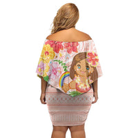 Aloha Hawaii Family Matching Off Shoulder Short Dress and Hawaiian Shirt Kawaii Mele Kalikimaka - Pastel Fever