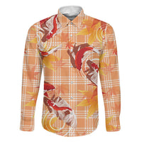 Orange Palaka Hawaii Aloha Family Matching Long Sleeve Bodycon Dress and Hawaiian Shirt Koi Pond Mix Japanese Maple LT7 Dad's Shirt - Long Sleeve Orange - Polynesian Pride