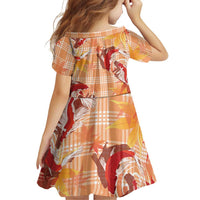 Orange Palaka Hawaii Aloha Family Matching Off The Shoulder Long Sleeve Dress and Hawaiian Shirt Koi Pond Mix Japanese Maple LT7 - Polynesian Pride