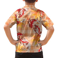 Orange Palaka Hawaii Aloha Family Matching Off Shoulder Maxi Dress and Hawaiian Shirt Koi Pond Mix Japanese Maple - Polynesian Pride