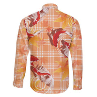 Orange Palaka Hawaii Aloha Family Matching Off Shoulder Maxi Dress and Hawaiian Shirt Koi Pond Mix Japanese Maple - Polynesian Pride