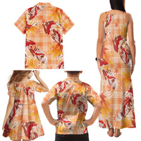 Orange Palaka Hawaii Aloha Family Matching Tank Maxi Dress and Hawaiian Shirt Koi Pond Mix Japanese Maple - Polynesian Pride
