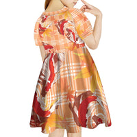 Orange Palaka Hawaii Aloha Kid Short Sleeve Dress Koi Pond Mix Japanese Maple - Polynesian Pride