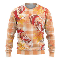 Orange Palaka Hawaii Aloha Ugly Christmas Sweater Koi Pond Mix Japanese Maple - Polynesian Pride