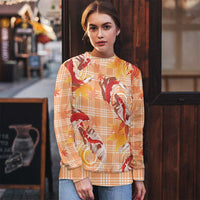 Orange Palaka Hawaii Aloha Ugly Christmas Sweater Koi Pond Mix Japanese Maple - Polynesian Pride