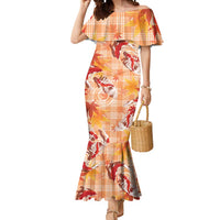 Orange Palaka Hawaii Aloha Mermaid Dress Koi Pond Mix Japanese Maple - Polynesian Pride