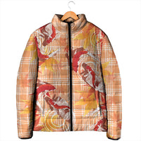Orange Palaka Hawaii Aloha Padded Jacket Koi Pond Mix Japanese Maple - Polynesian Pride