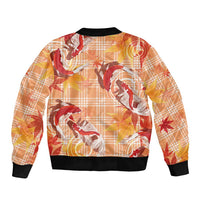 Orange Palaka Hawaii Aloha Sleeve Zip Bomber Jacket Koi Pond Mix Japanese Maple - Polynesian Pride