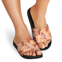 Orange Palaka Hawaii Aloha Slide Sandals Koi Pond Mix Japanese Maple - Polynesian Pride