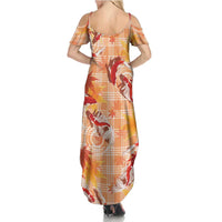 Orange Palaka Hawaii Aloha Summer Maxi Dress Koi Pond Mix Japanese Maple - Polynesian Pride