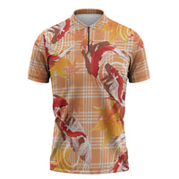 Orange Palaka Hawaii Aloha Zipper Polo Shirt Koi Pond Mix Japanese Maple - Polynesian Pride