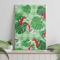 Lime Palaka Hawaii Aloha Canvas Wall Art Koi Pond Mix Monstera - Polynesian Pride