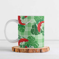 Lime Palaka Hawaii Aloha Ceramic Mug Koi Pond Mix Monstera - Polynesian Pride