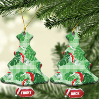 Lime Palaka Hawaii Aloha Ceramic Ornament Koi Pond Mix Monstera - Polynesian Pride