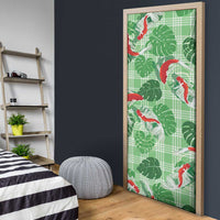 Lime Palaka Hawaii Aloha Door Cover Koi Pond Mix Monstera - Polynesian Pride