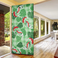 Lime Palaka Hawaii Aloha Door Cover Koi Pond Mix Monstera - Polynesian Pride