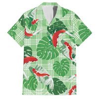 Lime Palaka Hawaii Aloha Family Matching Long Sleeve Bodycon Dress and Hawaiian Shirt Koi Pond Mix Monstera - Polynesian Pride