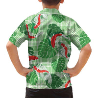 Lime Palaka Hawaii Aloha Family Matching Puletasi and Hawaiian Shirt Koi Pond Mix Monstera LT7 - Polynesian Pride