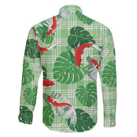 Lime Palaka Hawaii Aloha Family Matching Puletasi and Hawaiian Shirt Koi Pond Mix Monstera - Polynesian Pride