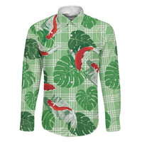 Lime Palaka Hawaii Aloha Family Matching Summer Maxi Dress and Hawaiian Shirt Koi Pond Mix Monstera - Polynesian Pride