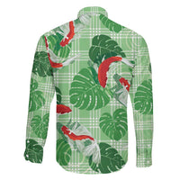 Lime Palaka Hawaii Aloha Family Matching Summer Maxi Dress and Hawaiian Shirt Koi Pond Mix Monstera - Polynesian Pride
