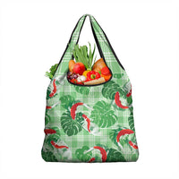 Lime Palaka Hawaii Aloha Grocery Bag Koi Pond Mix Monstera - Polynesian Pride
