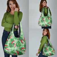 Lime Palaka Hawaii Aloha Grocery Bag Koi Pond Mix Monstera - Polynesian Pride