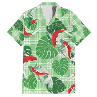 Lime Palaka Hawaii Aloha Hawaiian Shirt Koi Pond Mix Monstera - Polynesian Pride