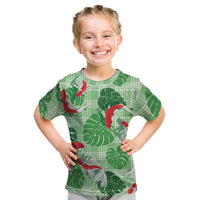 Lime Palaka Hawaii Aloha Kid T Shirt Koi Pond Mix Monstera LT7 Lime Green - Polynesian Pride