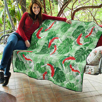 Lime Palaka Hawaii Aloha Quilt Koi Pond Mix Monstera - Polynesian Pride