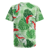 Lime Palaka Hawaii Aloha Rugby Jersey Koi Pond Mix Monstera - Polynesian Pride