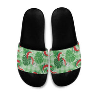 Lime Palaka Hawaii Aloha Slide Sandals Koi Pond Mix Monstera - Polynesian Pride