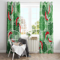 Lime Palaka Hawaii Aloha Window Curtain Koi Pond Mix Monstera - Polynesian Pride