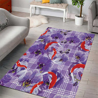Lavender Palaka Hawaii Aloha Area Rug Koi Pond Mix Orchids - Polynesian Pride