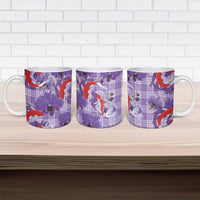Lavender Palaka Hawaii Aloha Ceramic Mug Koi Pond Mix Orchids - Polynesian Pride