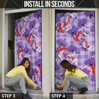 Lavender Palaka Hawaii Aloha Door Cover Koi Pond Mix Orchids - Polynesian Pride