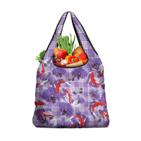 Lavender Palaka Hawaii Aloha Grocery Bag Koi Pond Mix Orchids - Polynesian Pride